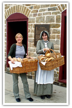 Louise & Natalie with fresh loaves of bread