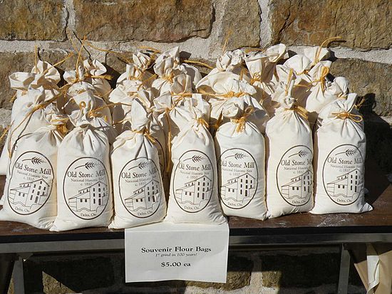 Freshly ground flour - the first in 100 years at the Old Stone Mill.